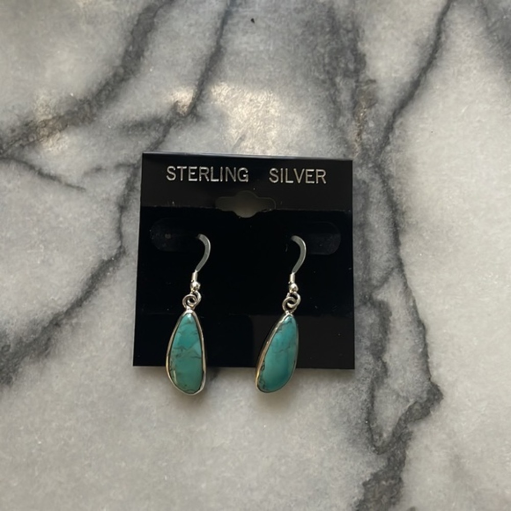 Sterling Silver Turquoise Stone High Grade Silver 925 earrings - Picture 5 of 17